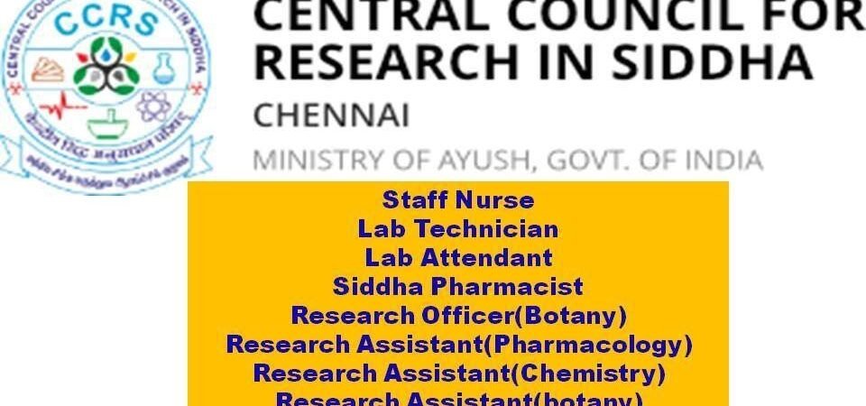 CCRS Chennai Central Govt Staff Nurse Recruitment 2019