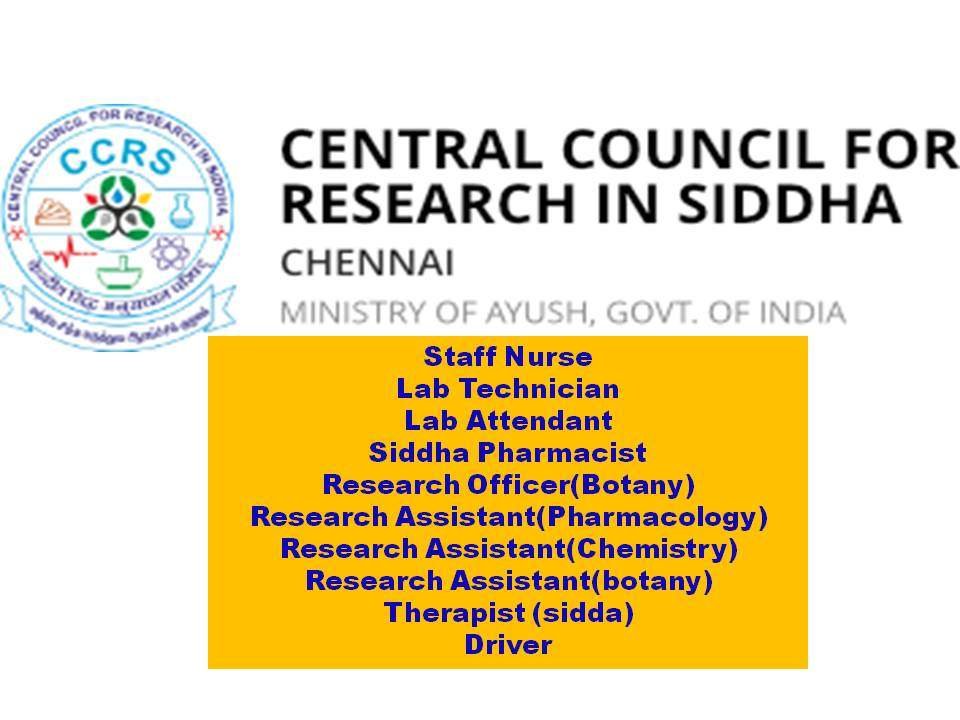CCRS Chennai Recruitment