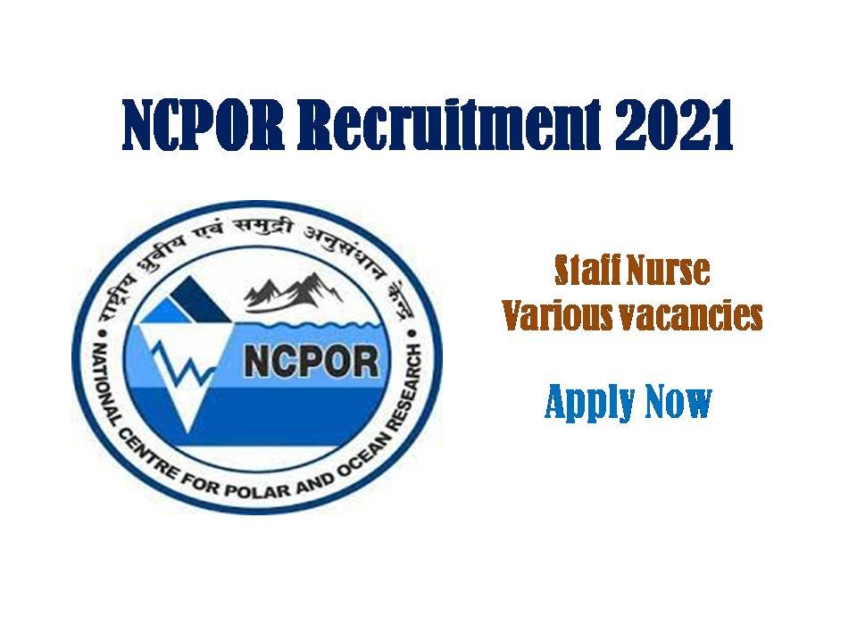 NCPOR Recruitment 2021