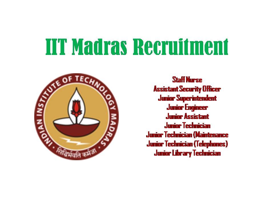 IIT Madras Staff Nurse Jobs