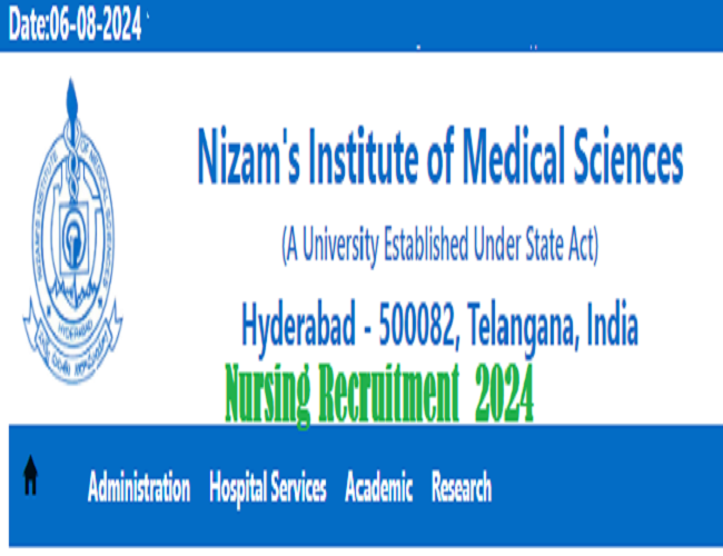 NIMS HYDERABAD Nursing Recruitment 2024,Nursing job opportunities at NIMS Hyderabad
