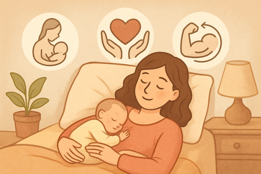 Postpartum care New mother recovery Postnatal health Maternal health After birth care 4th trimester Newborn mother care Maternity recovery