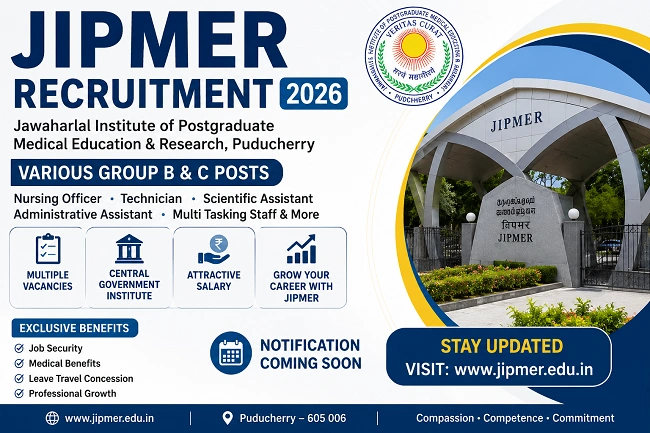 JIPMER Recruitment 2026 for B Sc , Nursing Graduates,JIPMER, Staff nurse, Staff nurse vacancy, Nursing Jobs , Nursing Recruitment,